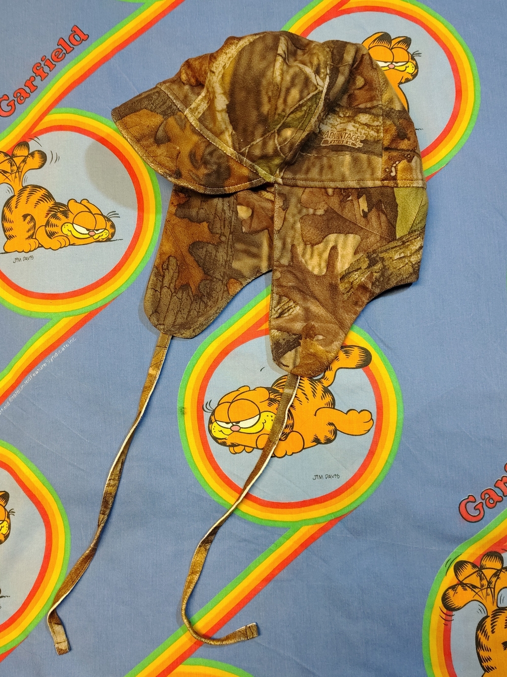 Advantage Timber Camo Ear Flap Hunting Hat Mens OSFA Blaze Orange Fleece Lined